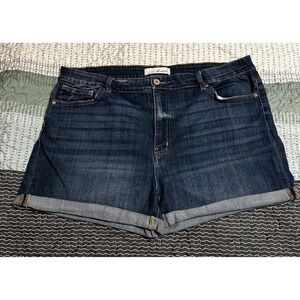 KanCan Women's Plus Dark Wash High Rise Cuffed Denim Shorts KC7326D-P 3XL